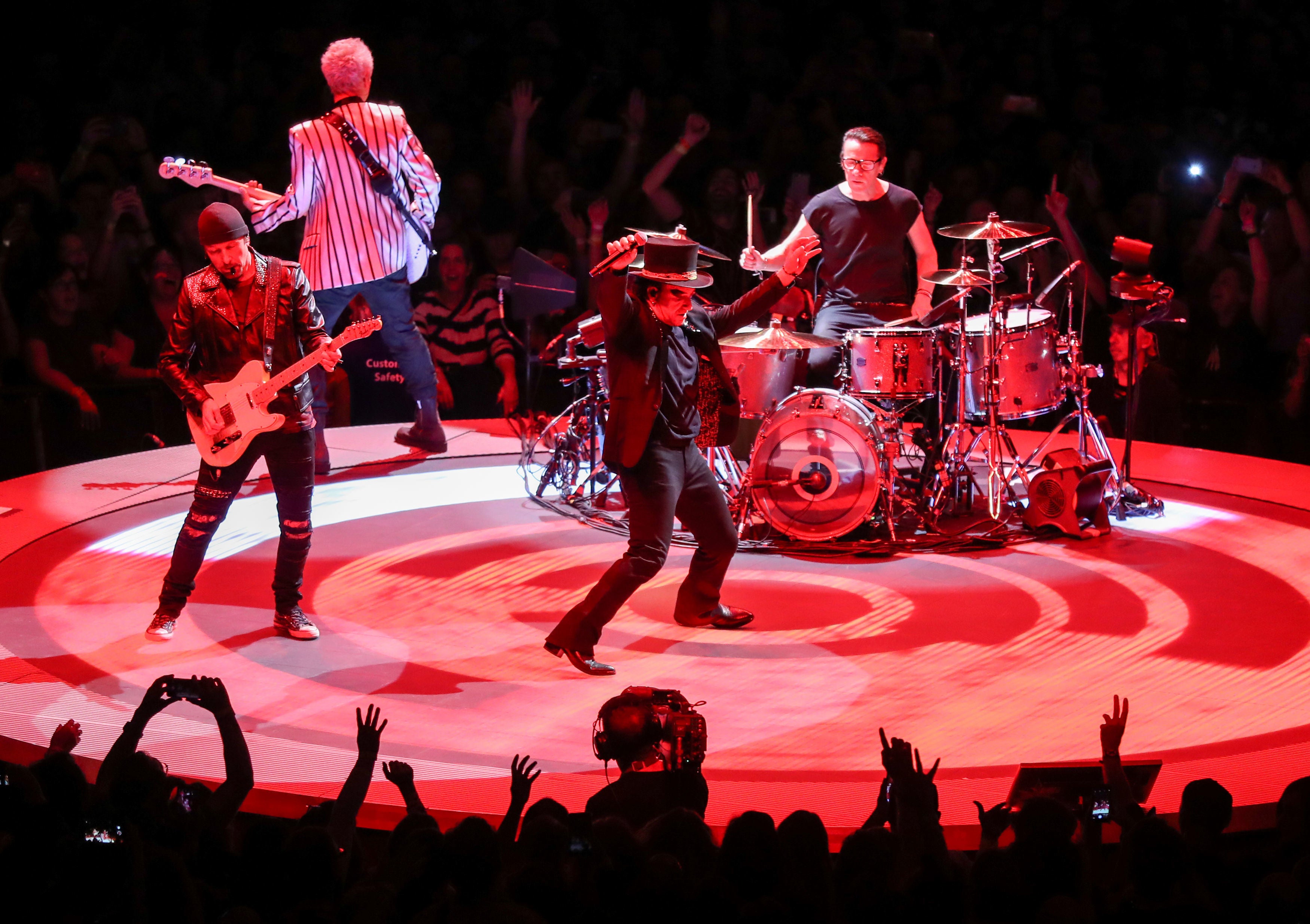 U2 perform on stage (Andrew Matthews/PA)