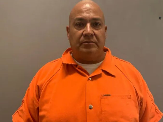 Pete Arredondo, the former Uvalde school district police chief, pictured in a booking photo. Arredondo faces charges of abandoning/endangering a child following the Robb Elementary School shooting which left 21 dead