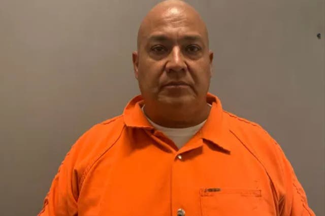 <p>Pete Arredondo, the former Uvalde school district police chief, pictured in a booking photo. Arredondo faces charges of abandoning/endangering a child following the Robb Elementary School shooting which left 21 dead</p>