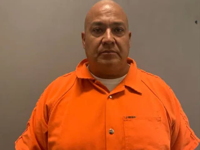 <p>Pete Arredondo, former Uvalde school district police chief, pictured in a booking photo. Arredondo faces charges of abandoning/endangering a child following the Robb Elementary School shooting which left 21 dead</p>