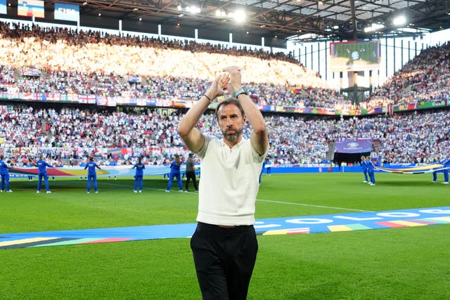 England manager Gareth Southgate before the Euro 2024 Group C match against Slovenia. (Adam Davy/PA)