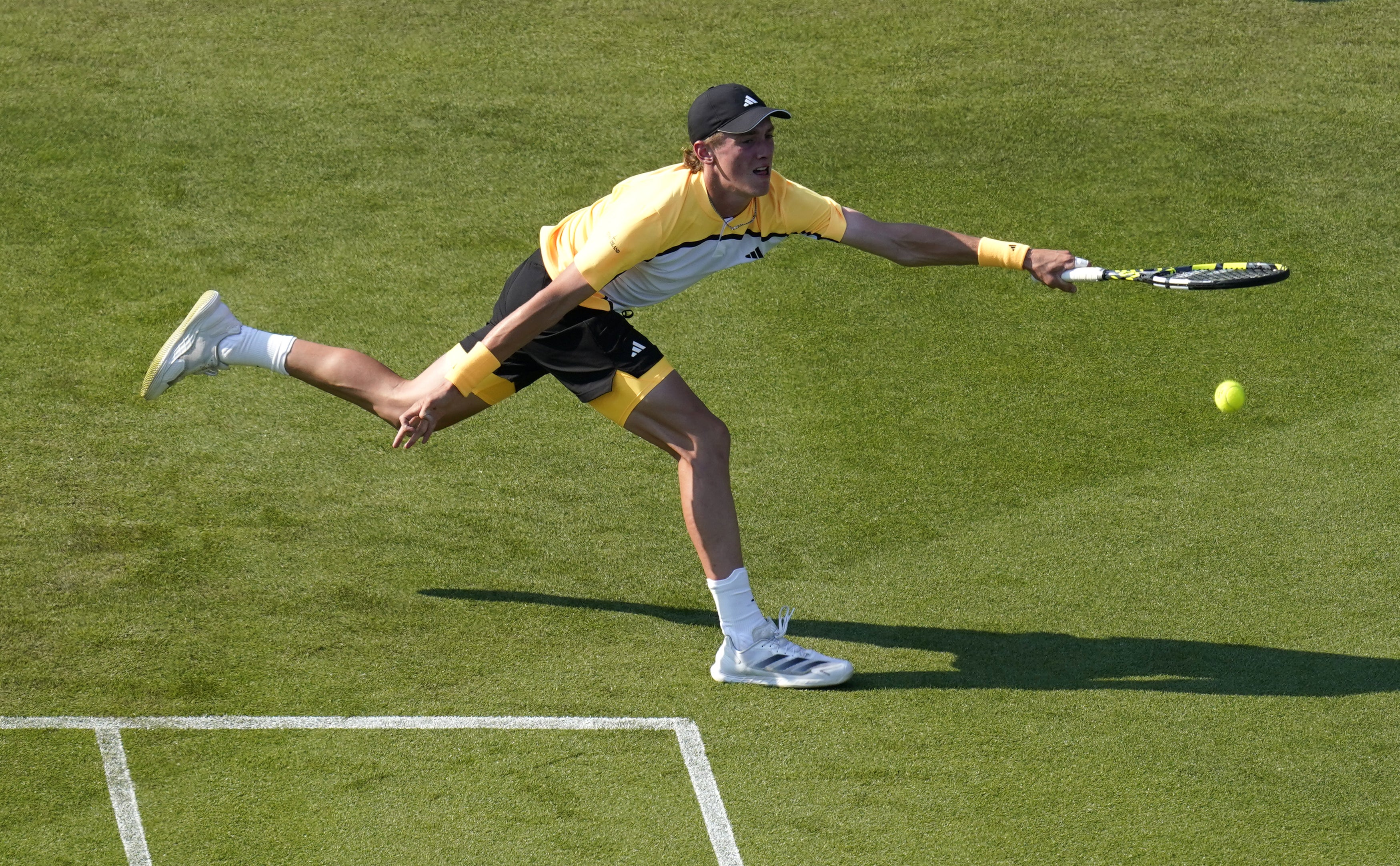 Henry Searle in action against Italy’s Lorenzo Sonego in Eastbourne (Andrew Matthews/PA)