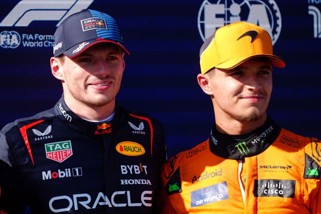 Max Verstappen and Lando Norris will start first and second on the grid in Austria (David Davies/PA)