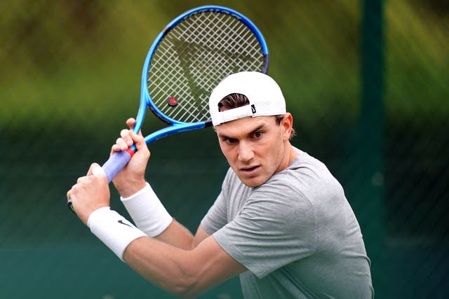 Jack Draper practising at the All England Club (Zac Goodwin/PA)