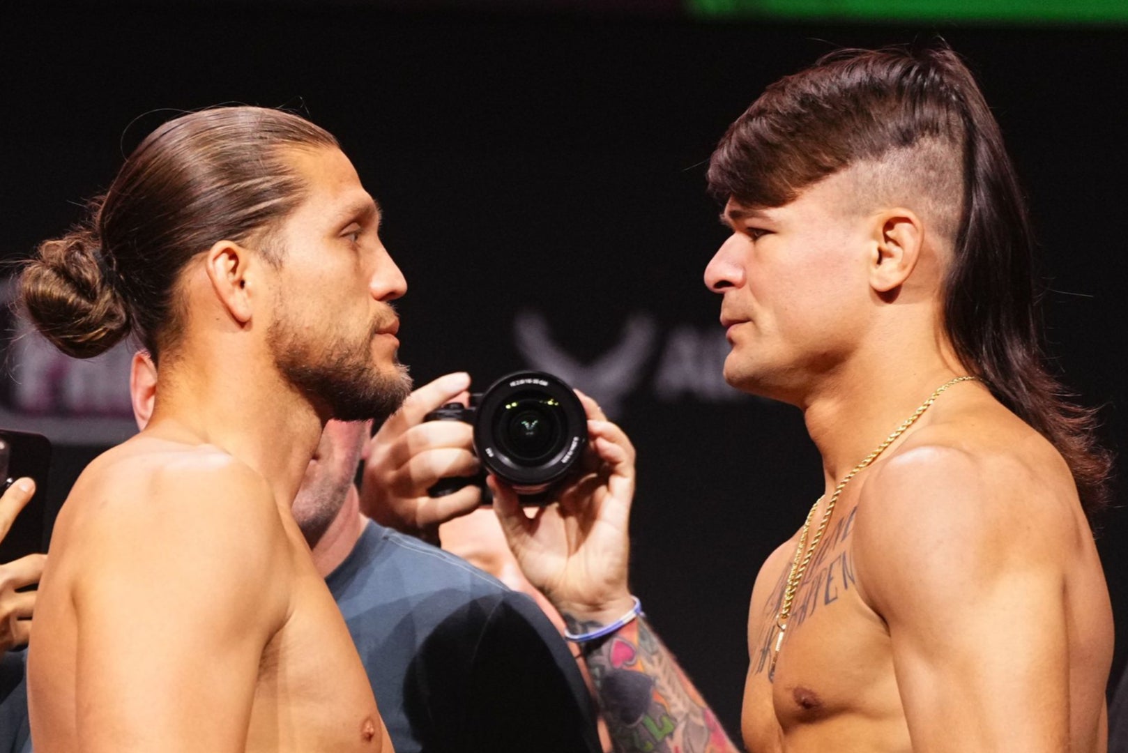 Brian Ortega (left) and Diego Lopes’ fight was moved from 145lb to 155lb
