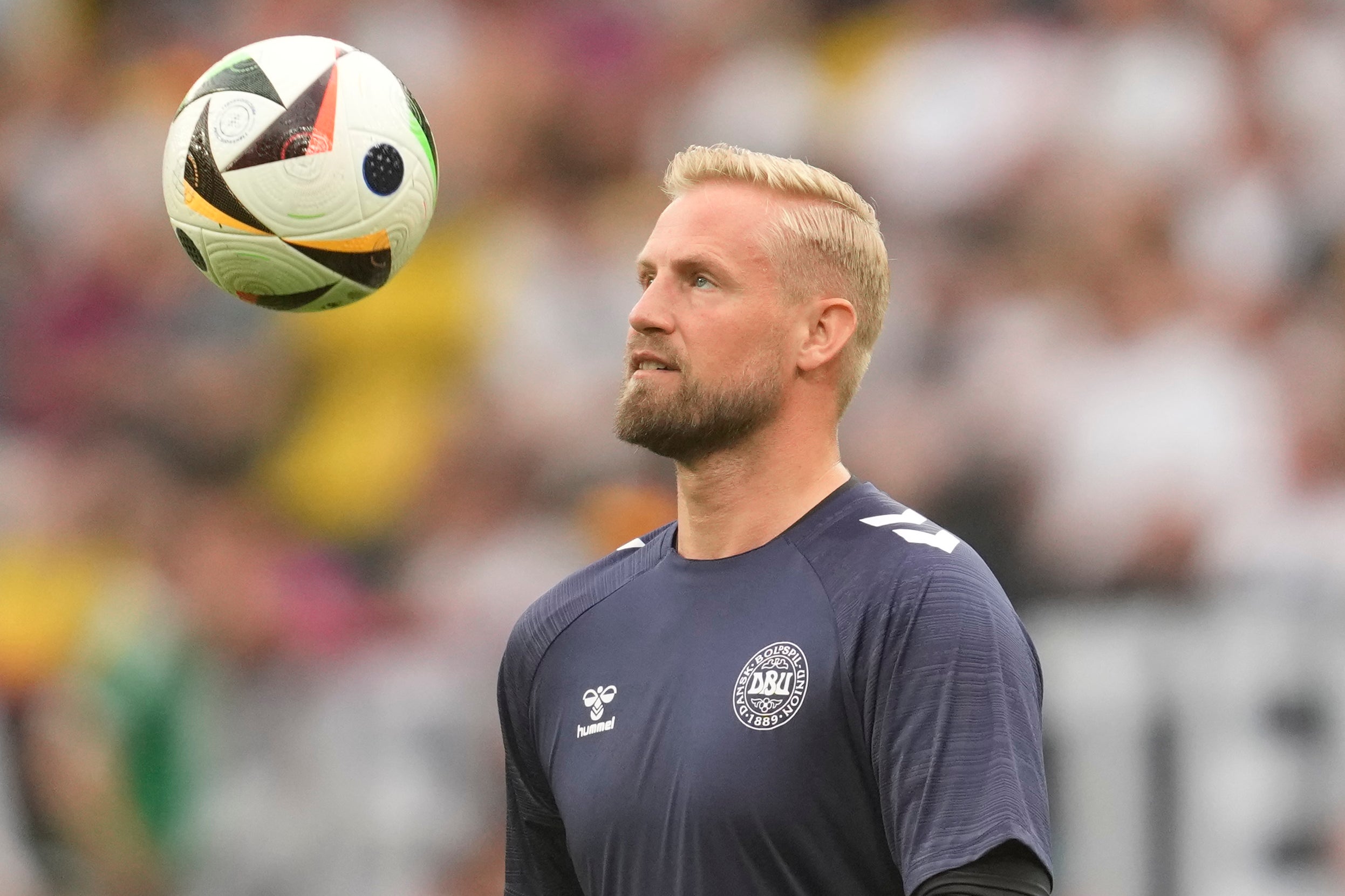 Denmark goalkeeper Kasper Schmeichel before kick-off