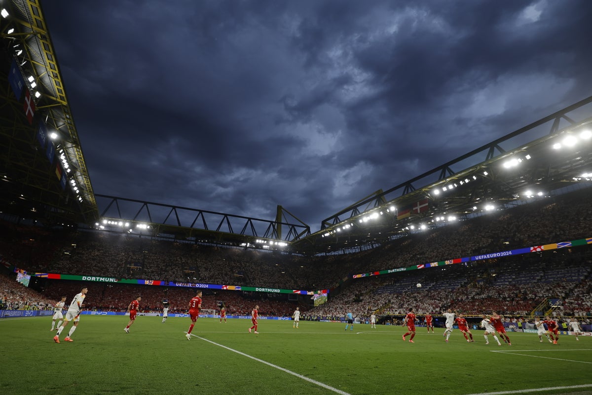 Germany v Denmark LIVE: Euro 2024 match suspended as lightning storm hits Dortmund