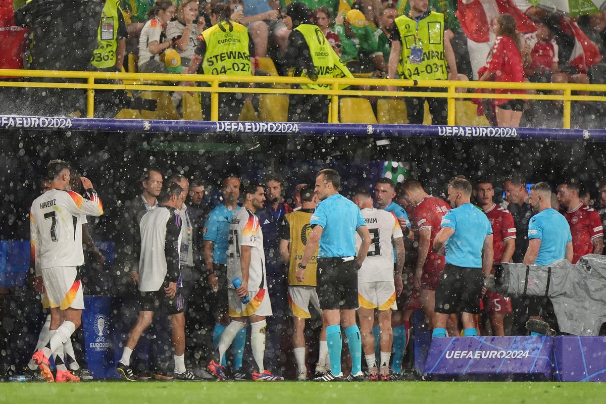 Germany-Denmark clash suspended due to torrential rain and thunder storm