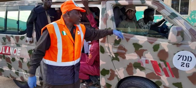 <p>Director General of Borno State Emergency Management Agency (SEMA) Barkindo Muhammad Saidu visits bomb blast site</p>