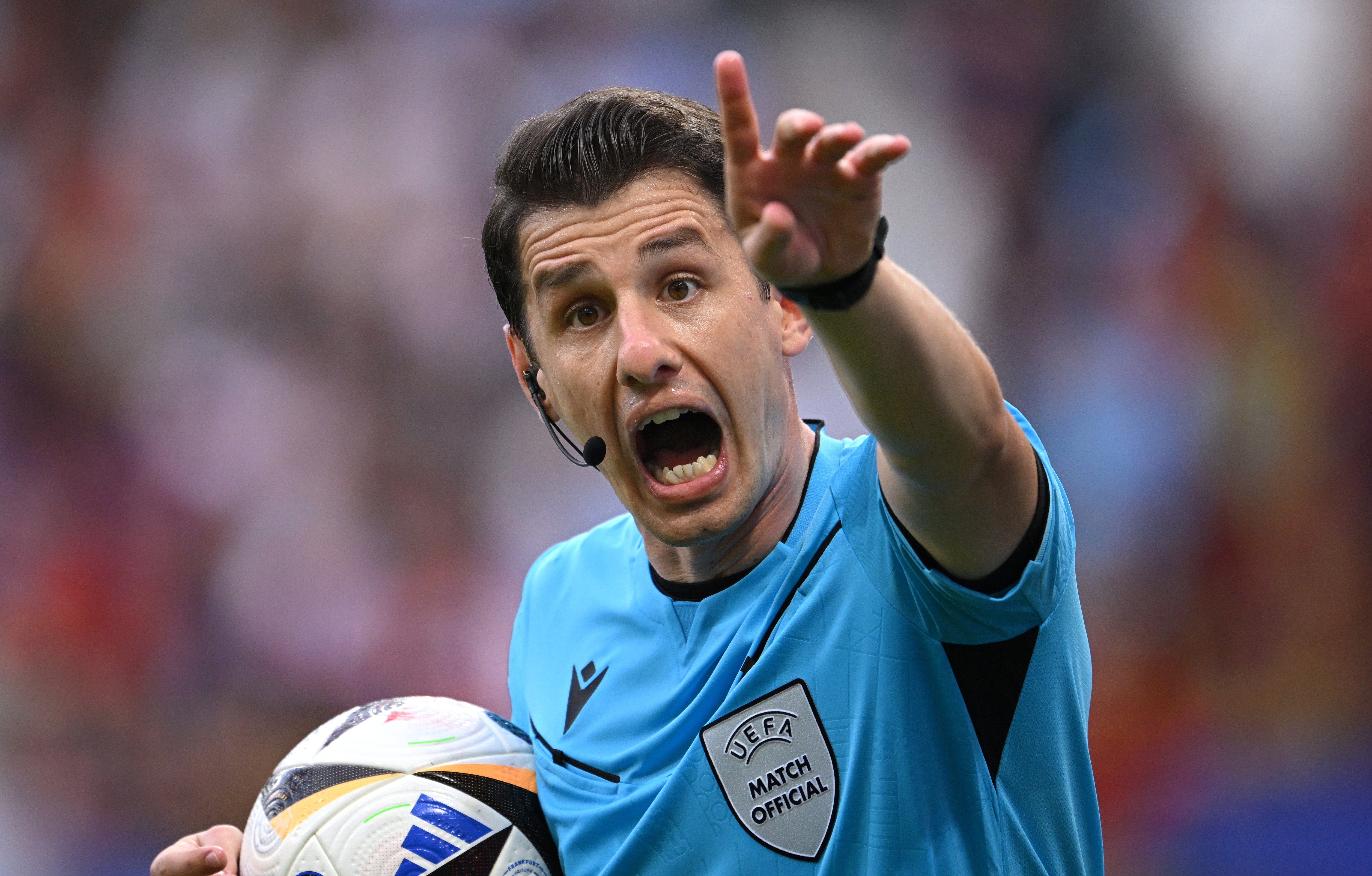 Umut Meler is the referee for England’s last-16 clash against Slovakia