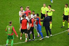 Declan Rice involved in heated altercation with Slovakia manager after England win