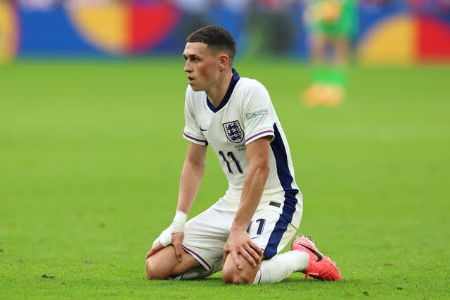 <p>Phil Foden struggled badly for England against Slovakia </p>