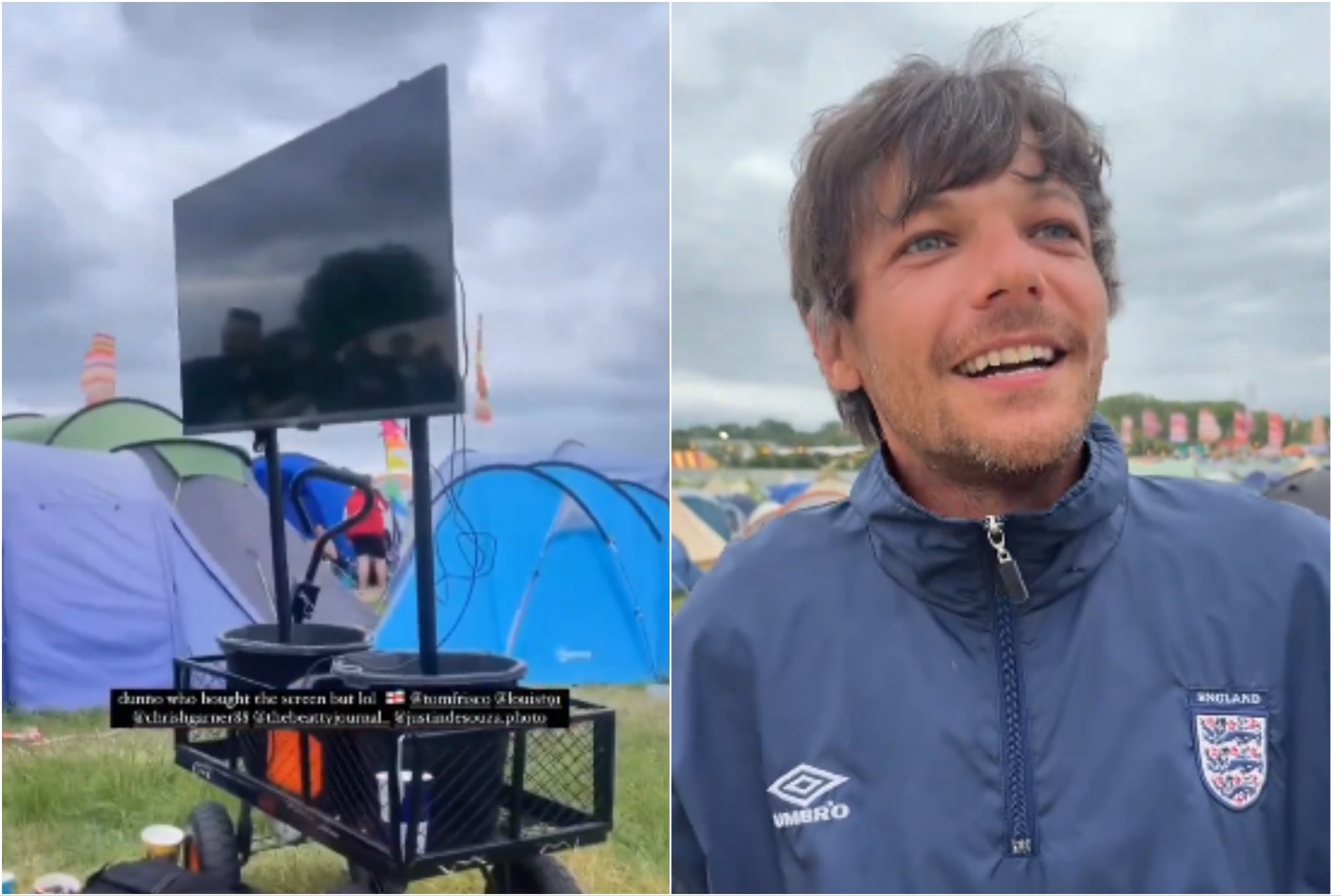 Louis Tomlinson brought a TV to Glastonbury so fans could watch England v Slovakia