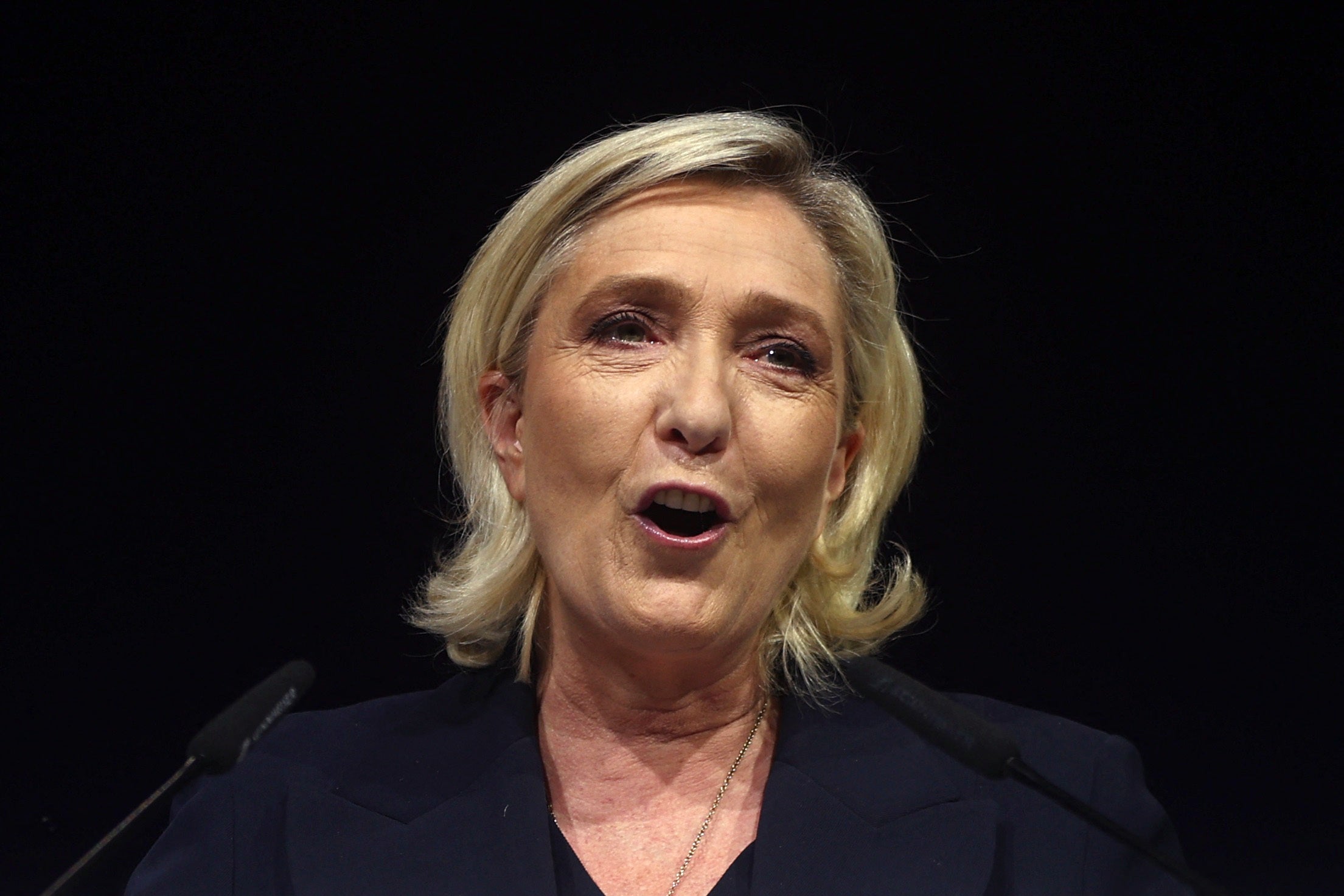 The far-right leader said her party had ‘practically wiped out’ Macron’s centrist coalition