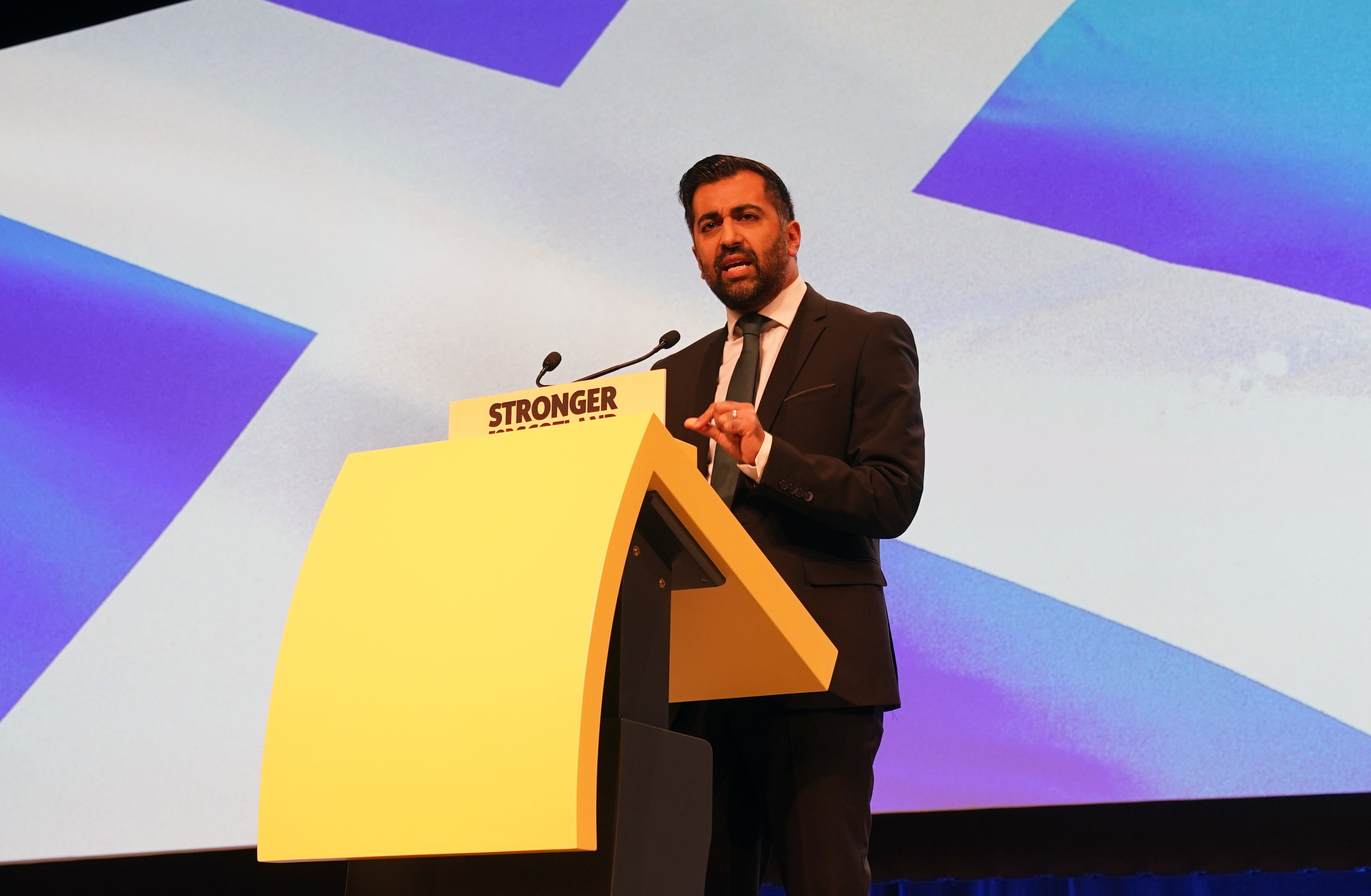 Humza Yousaf speaks at the SNP annual conference (Andrew Milligan/PA)