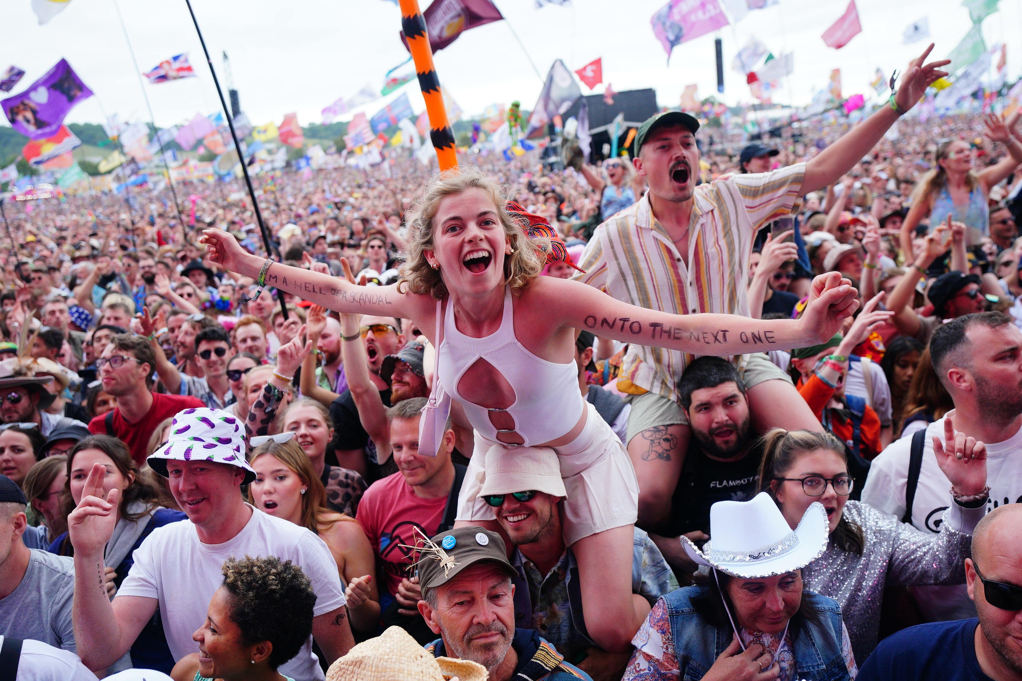 Crowds watch Avril Lavigne perform on the Other Stage (Ben Birchall/PA)