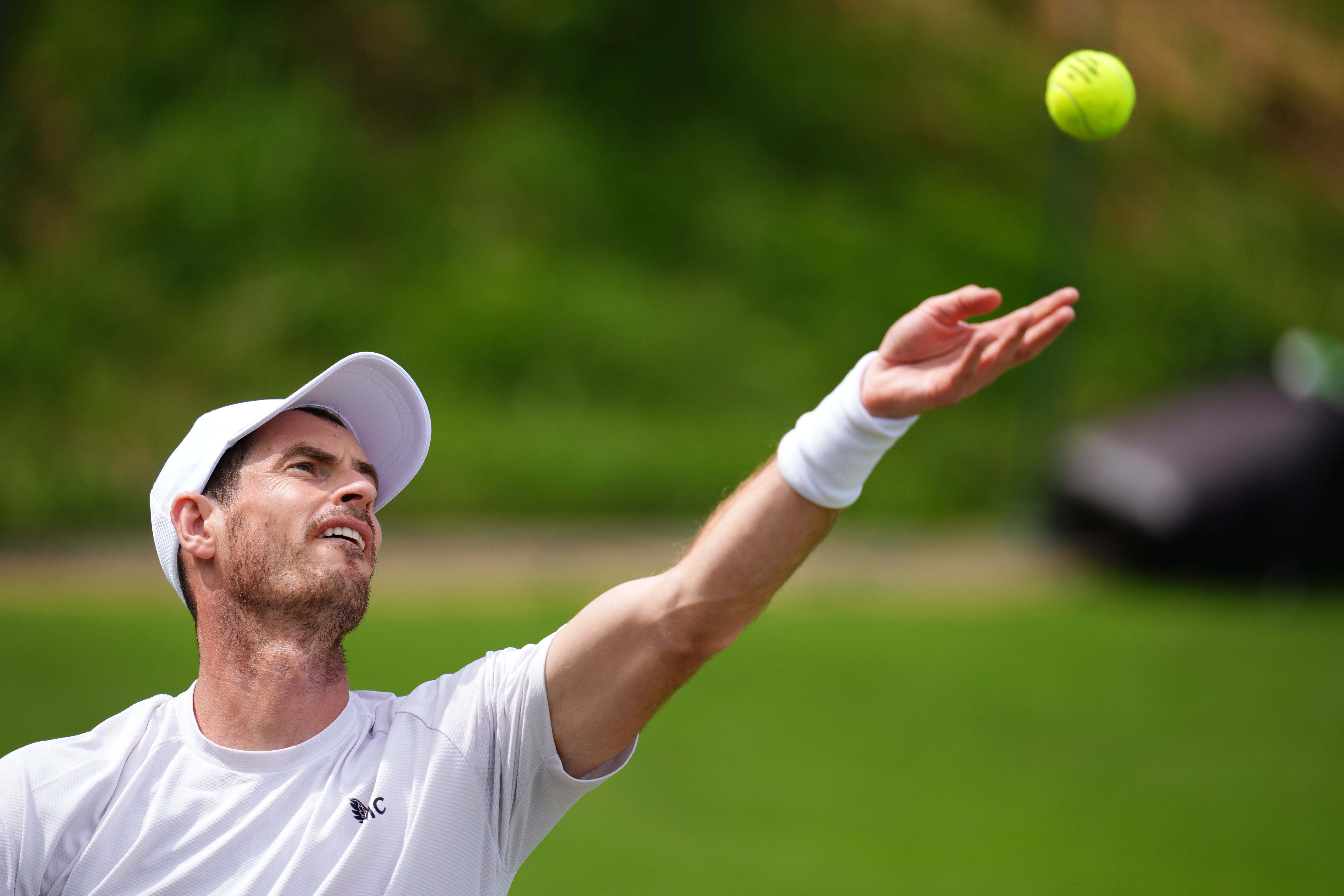 Andy Murray back on the practice court amid doubts over his Wimbledon participation (John Walton/PA)
