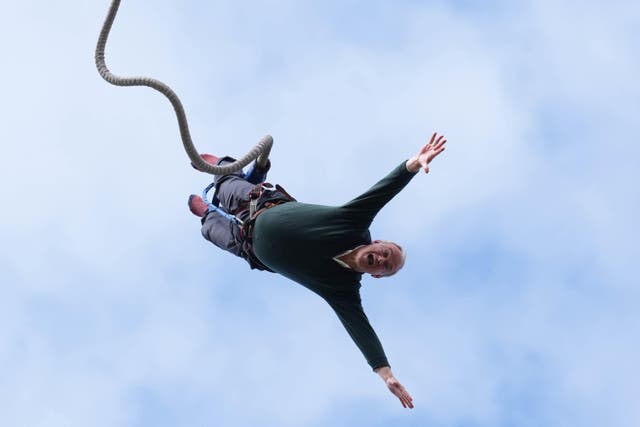 <p>Free falling Davey on his first bungee jump </p>