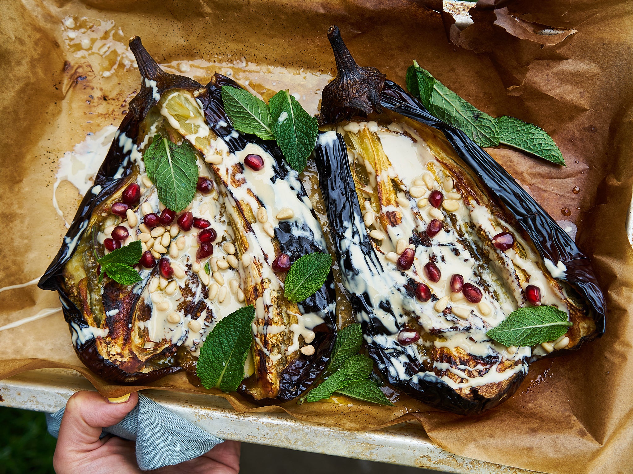When grilled, the aubergines develop a tender, creamy texture with a slightly smoky char, enhancing their natural taste