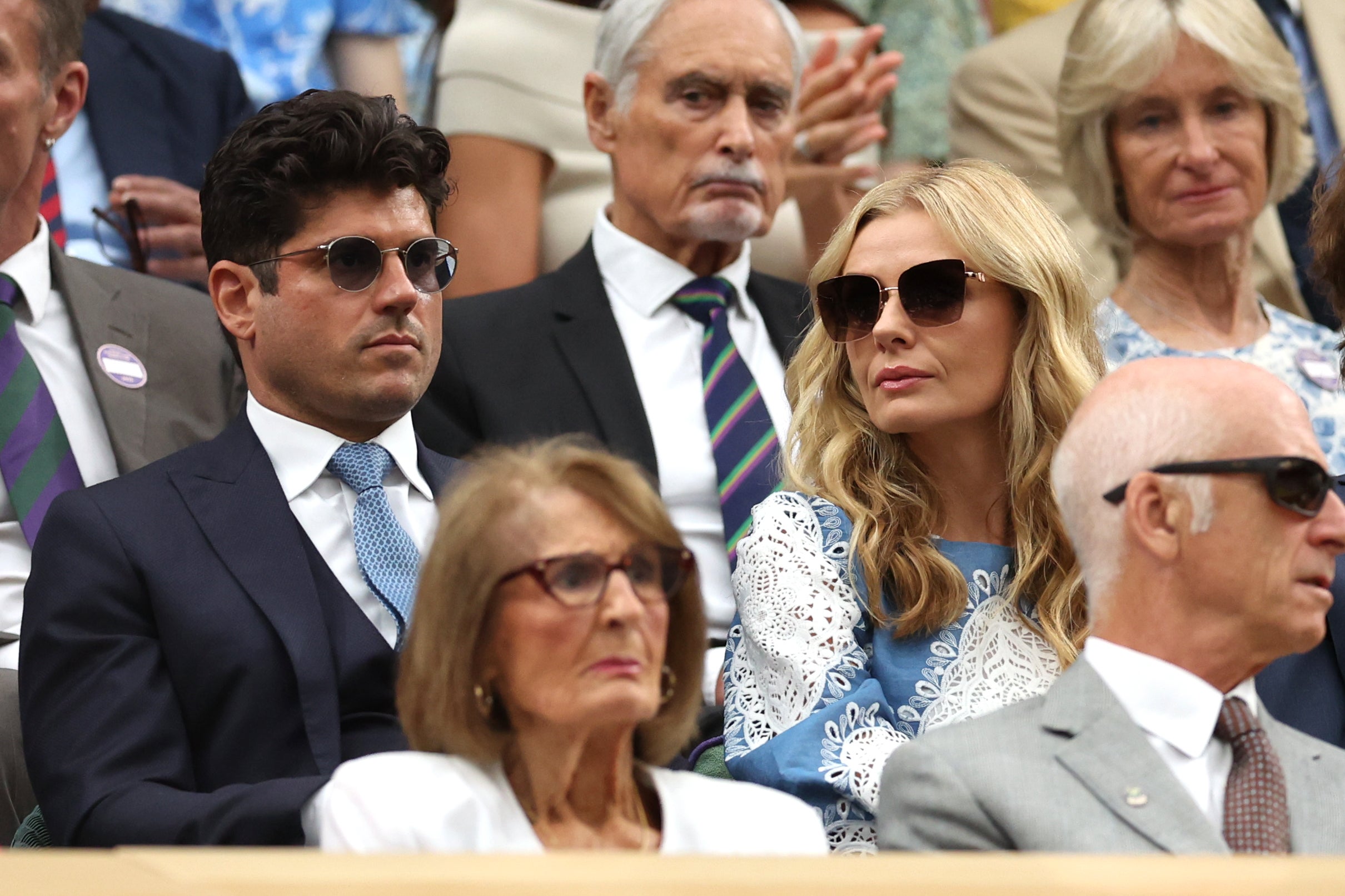 Andrew Levitas and Katherine Jenkins in the Wimbledon Royal Box, 2023
