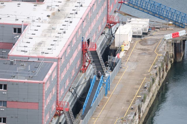 A view of the Bibby Stockholm accommodation barge at Portland Port in Dorset (Matt Keeble/PA)