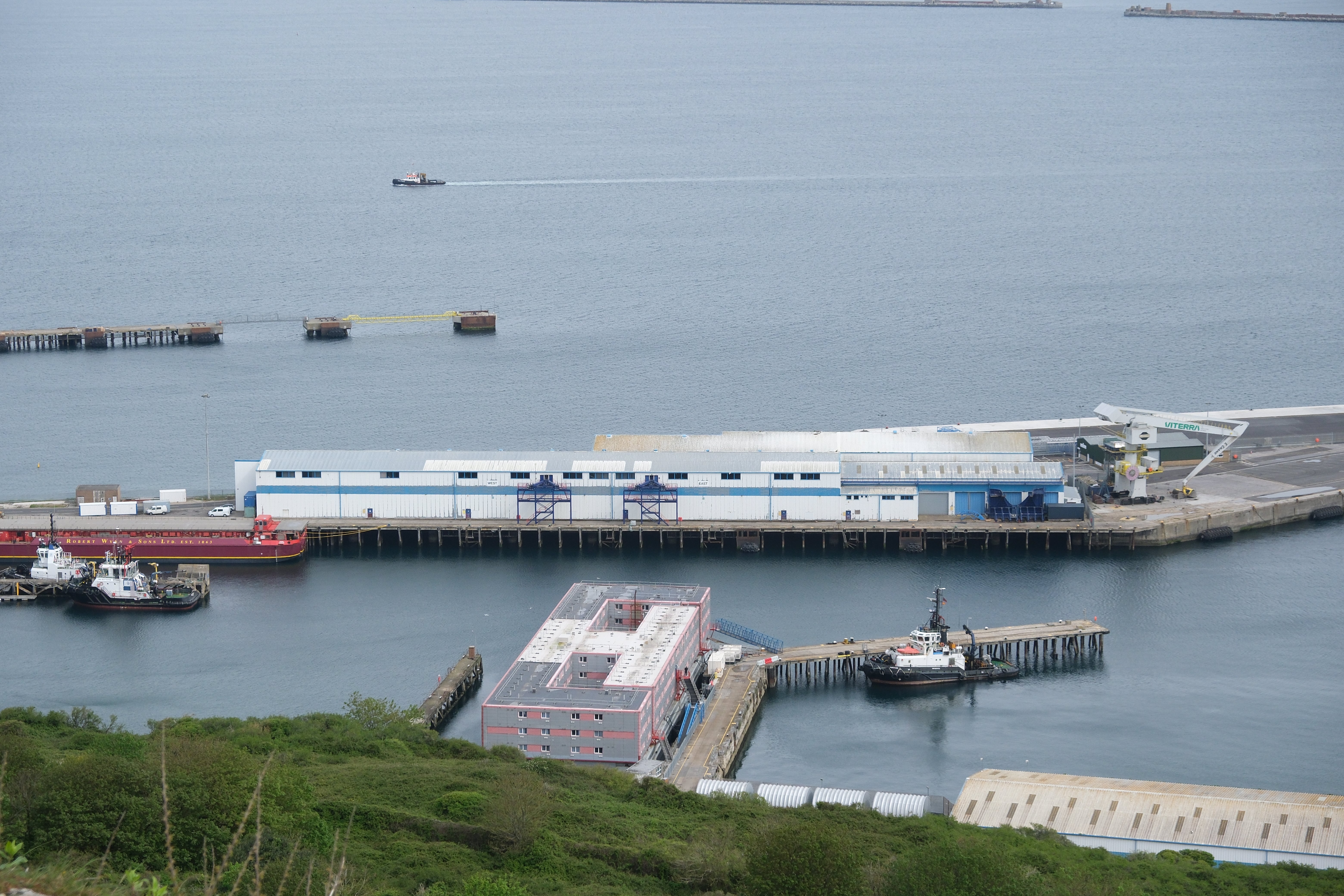 A view of the Bibby Stockholm barge at Portland Port in Dorset (Matt Keeble/PA)