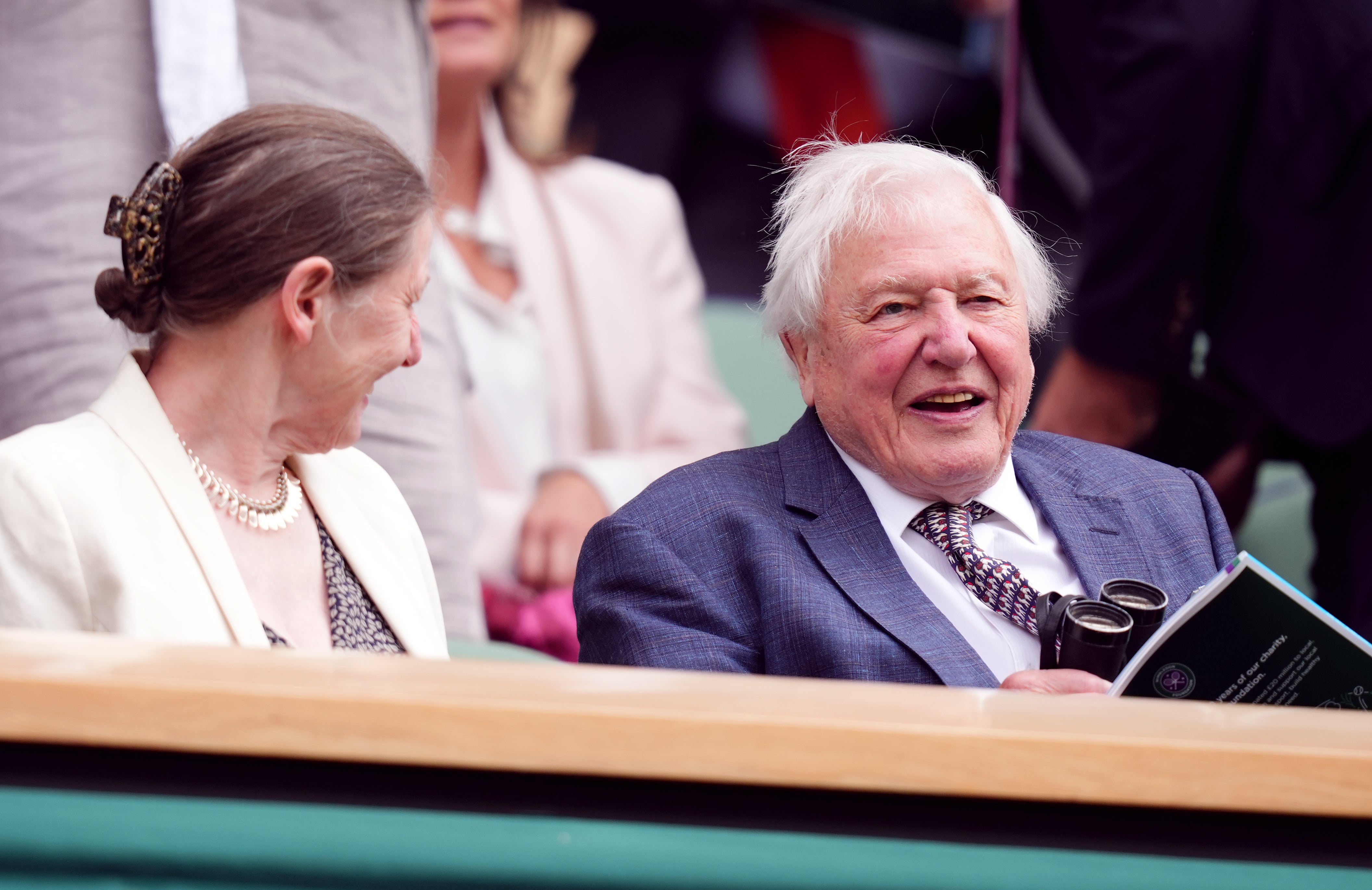Sir David Attenborough and his daughter Susan in the royal box on Centre Court (John Walton/PA)