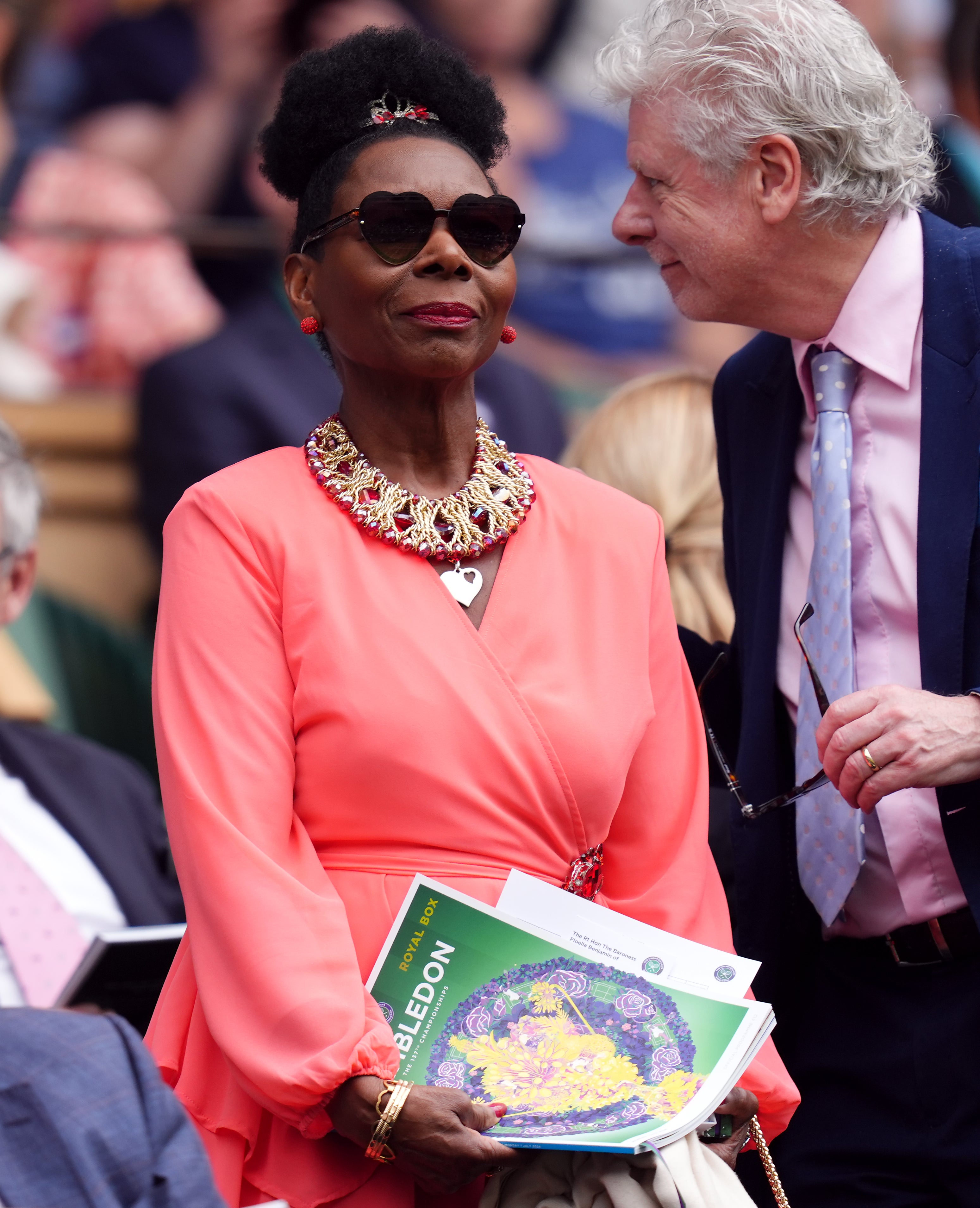 Baroness Floella Benjamin was among the stars watching the action on the first day of Wimbledon (John Walton/PA)