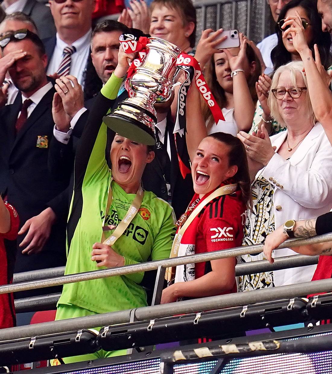 Earps (left) won the FA Cup at the end of her fifth season with United (John Walton/PA)