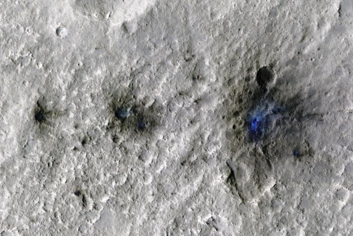 First meteoroid impact detected by NASA’s InSight mission; the image was taken by NASA’s Mars Reconnaissance Orbiter using its High-Resolution Imaging Science Experiment (HiRISE) camera