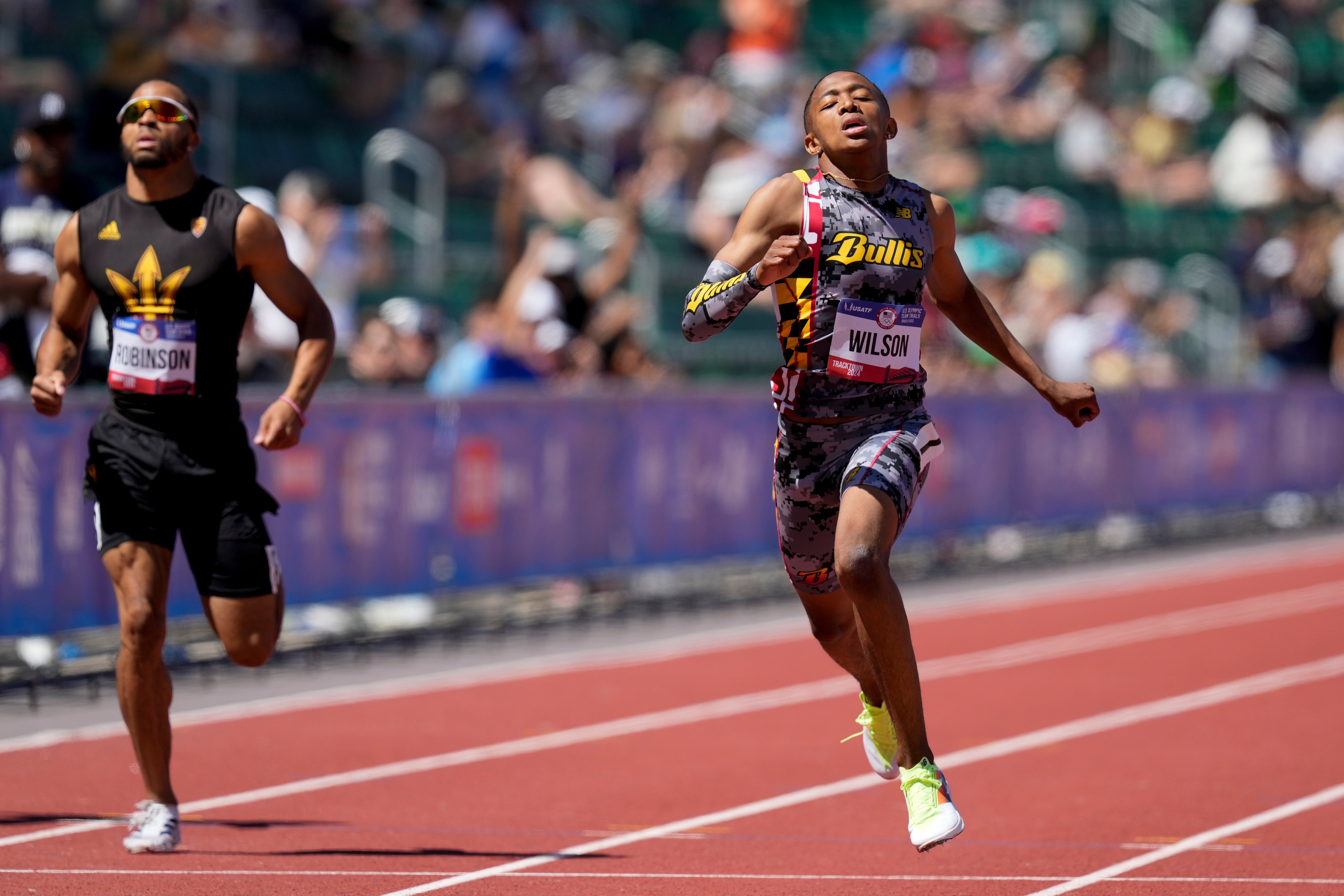Quincy Wilson wins a 400m heat during the US track and field Olympic team trials on June 21