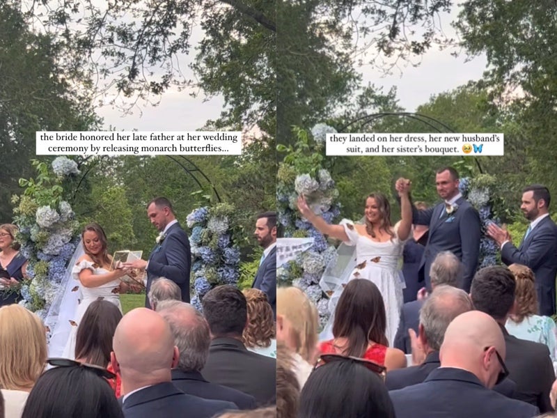 Bride sweetly releases butterflies to honor late father on wedding day