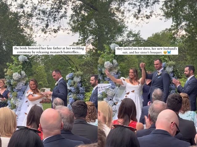 <p>Bride sweetly releases butterflies to honor late father on wedding day</p>
