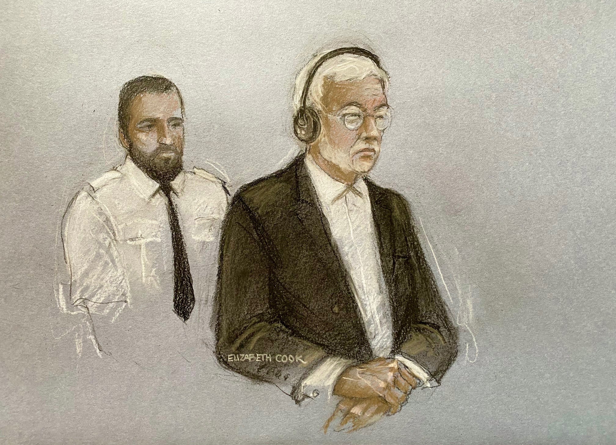 Court artist drawing of Hongchi Xiao, 61, appearing at Winchester Crown Court