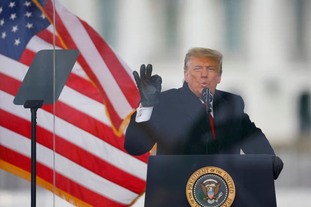 <p>Donald Trump speaks to supporters in Washington DC before a mob stormed the Capitol on January 6, 2021. The Supreme Court on July 1 granted Trump some immunity from prosecution in a criminal election interference case</p>