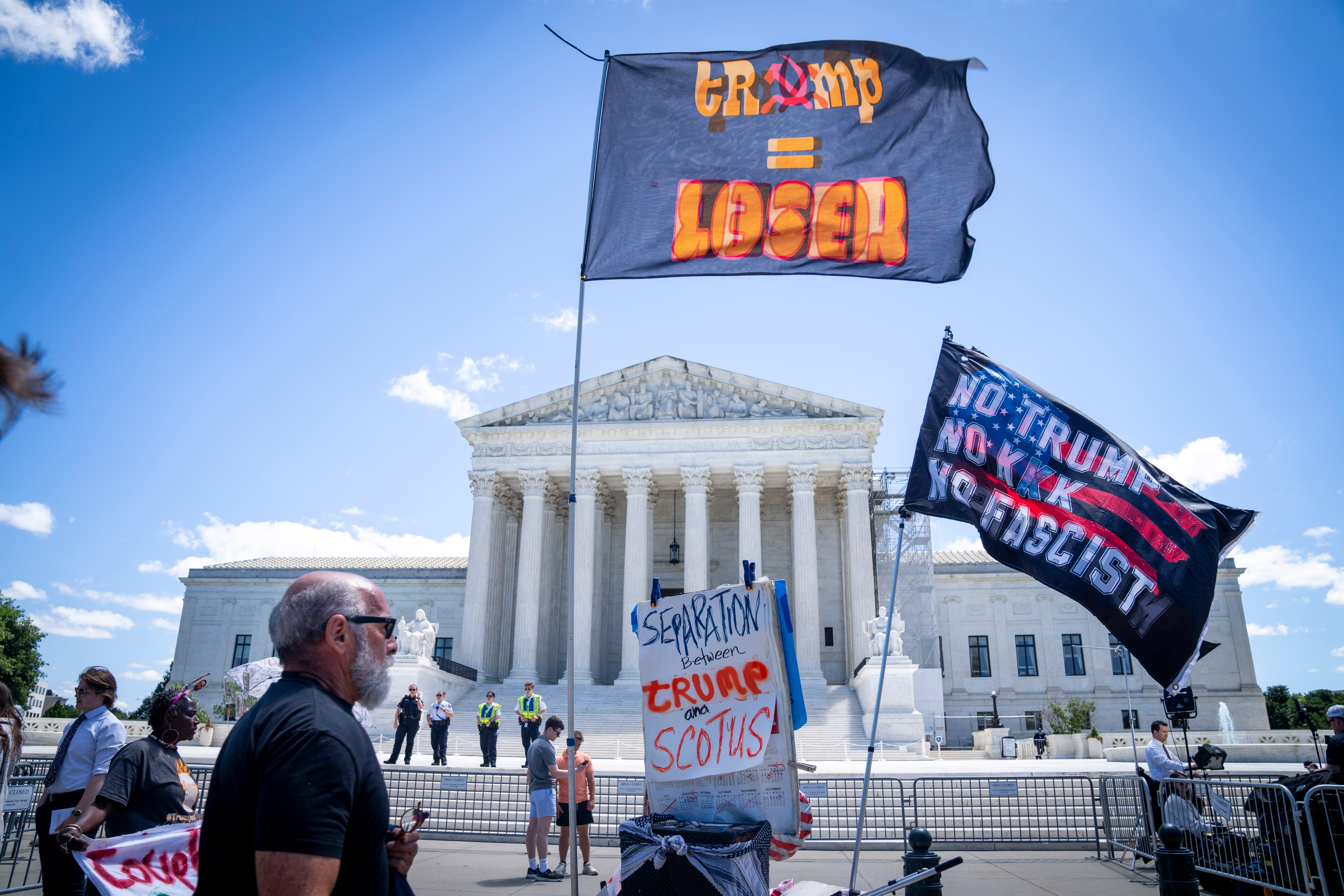 Protesters demonstrate outside of the Supreme Court on July 1. The Supreme Court granted Donald Trump some immunity from criminal prosecution on Monday