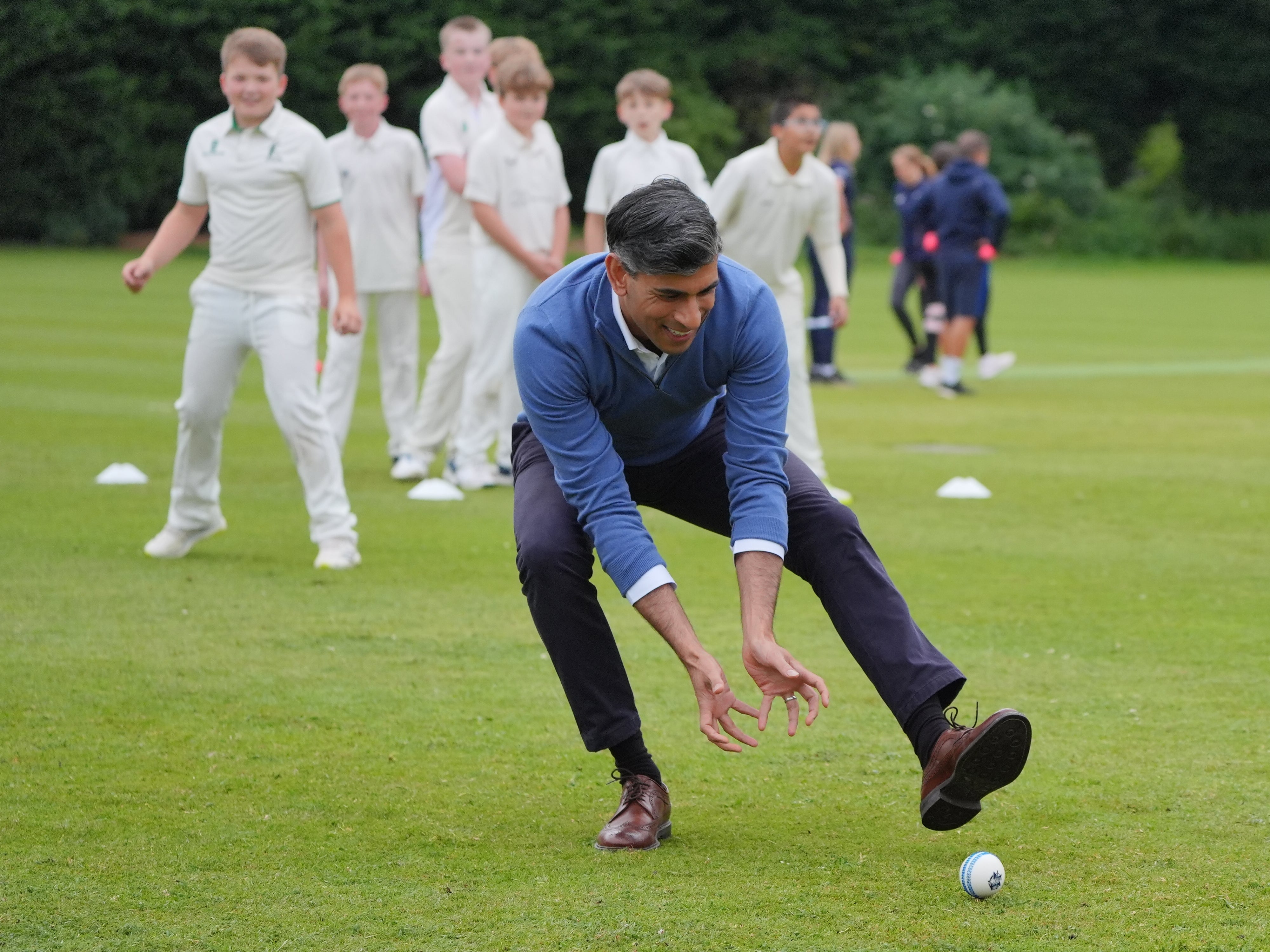Rishi Sunak was hoping he wouldn’t have to field too many difficult questions during a visit to Nuneaton Cricket Club (Jonathan Brady/PA)