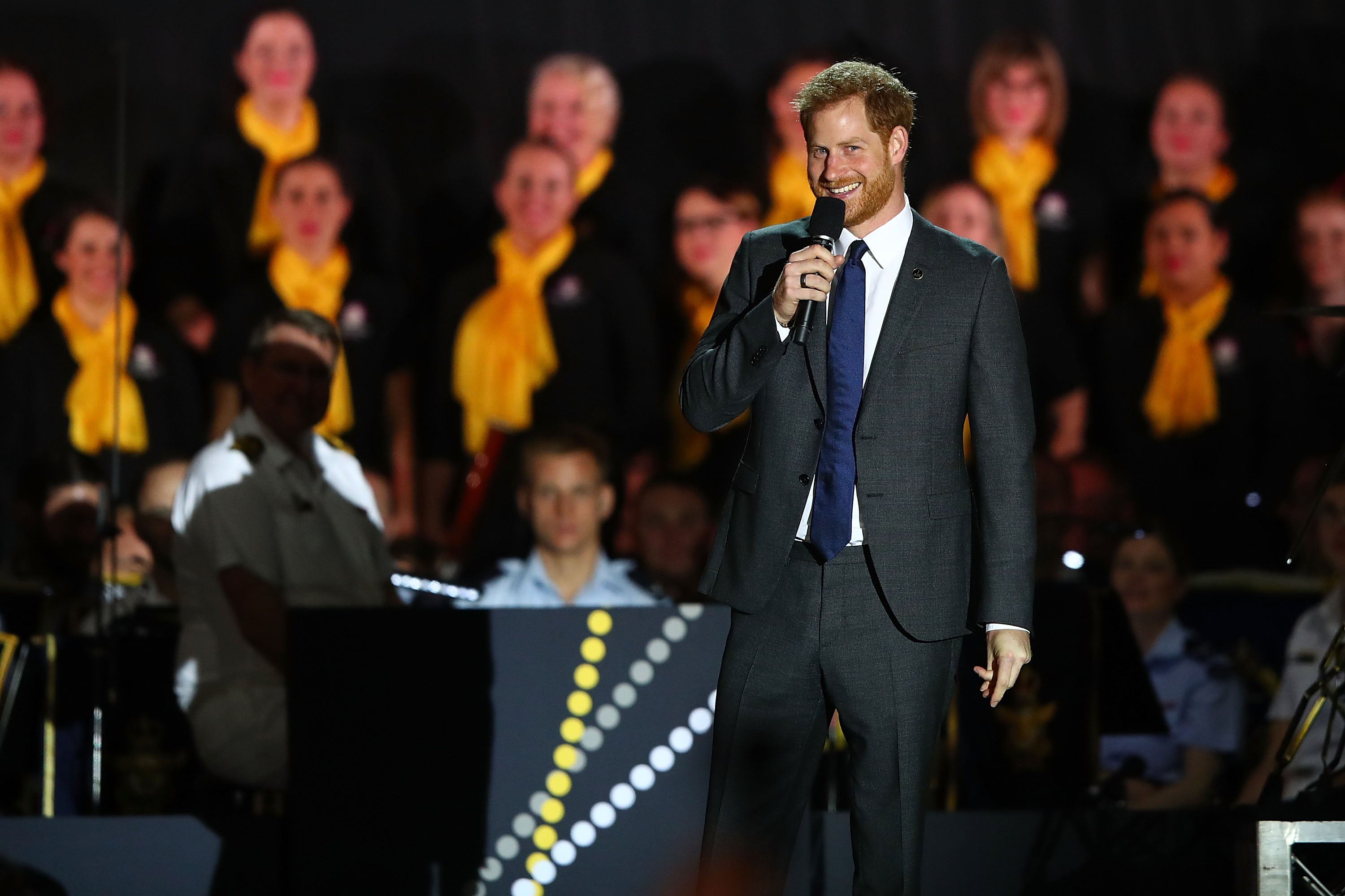 Prince Harry speaks during the opening ceremony of the 2018 Invictus Games in Sydney, Australia