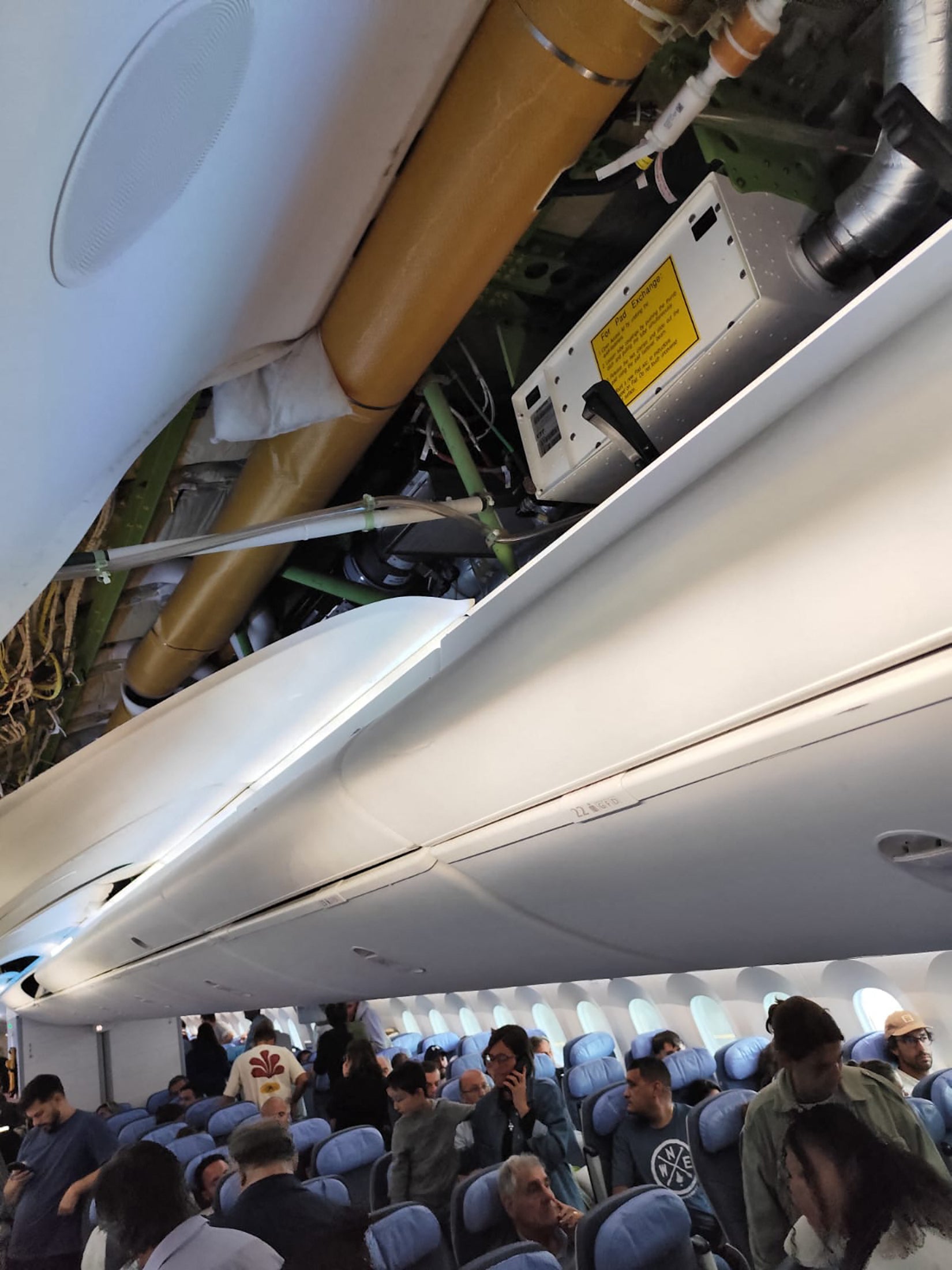 The inside of the Air Europa Boeing 787-9 Dreamliner after it landed in Brazil