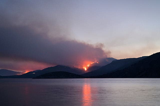 <p>A wildfire in an area in Metochi Sidirountas, Chios island</p>