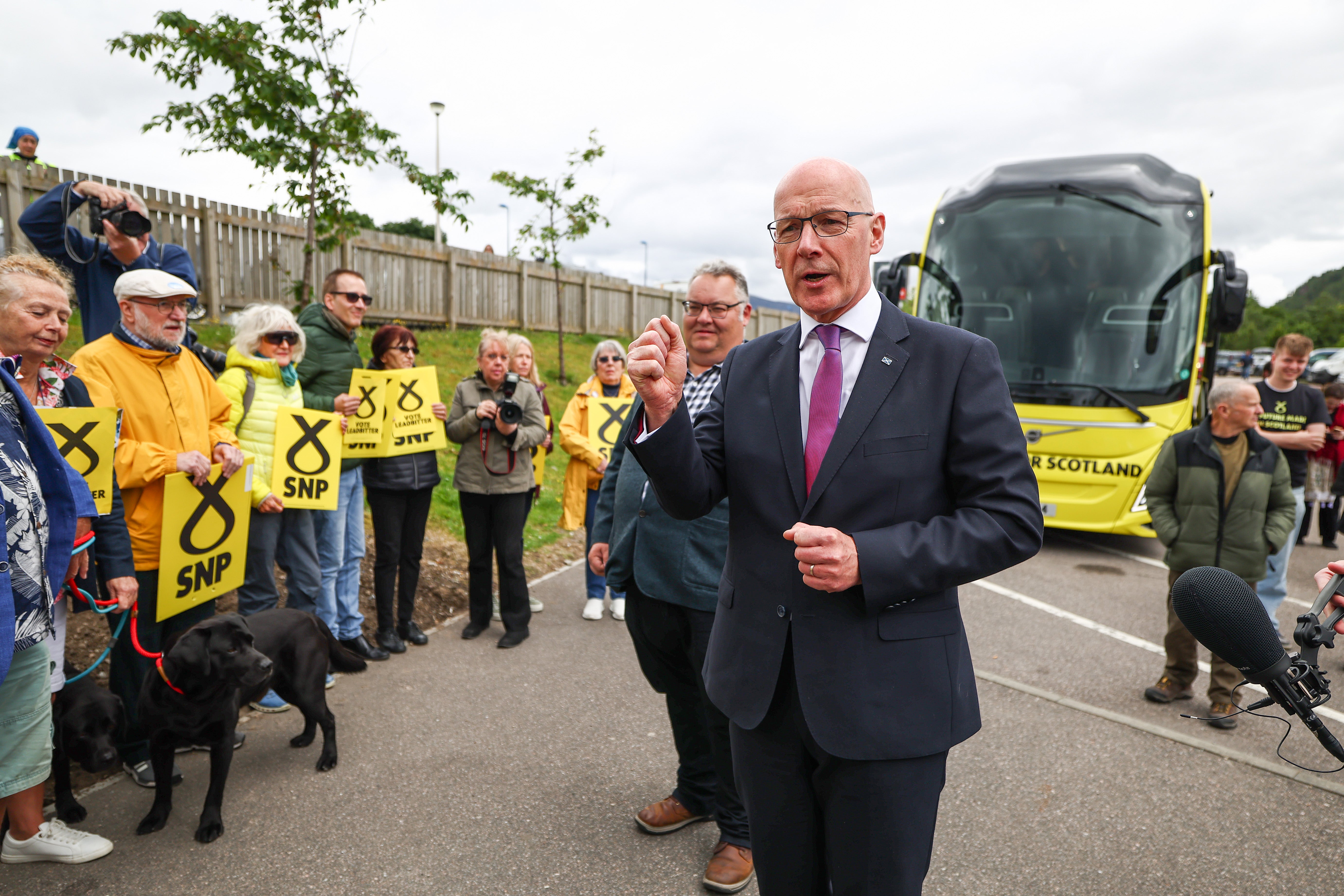 First Minister John Swinney joins SNP candidate for Moray West, Nairn and Strathspey Graham Leadbitter during a visit to Speyside Distillery