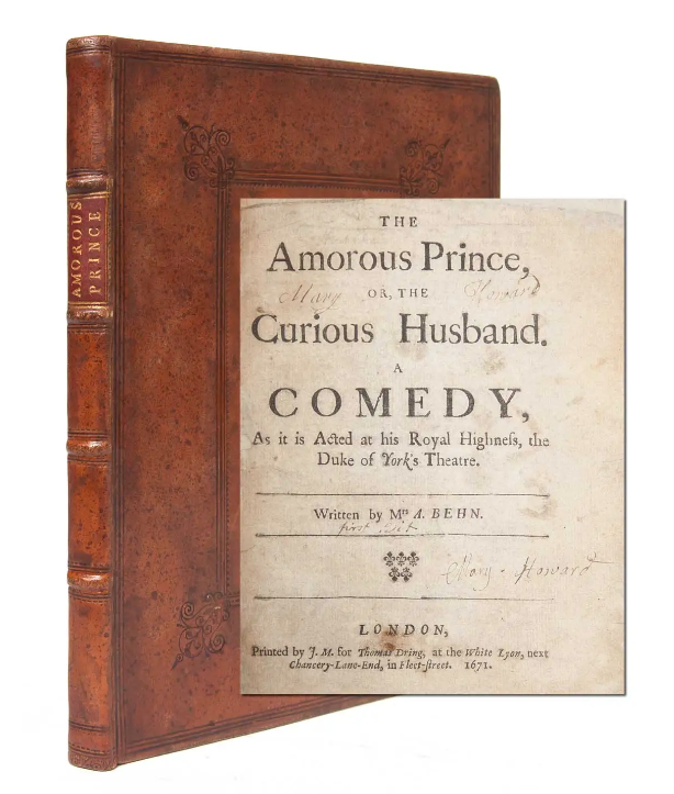 First edition copy of Aphra Behn’s The Amorous Prince, or The Curious Husband