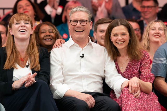 <p>Starmer with his wife Victoria during a Labour Party campaign rally at the Royal Horticultural Halls in central London last Saturday </p>