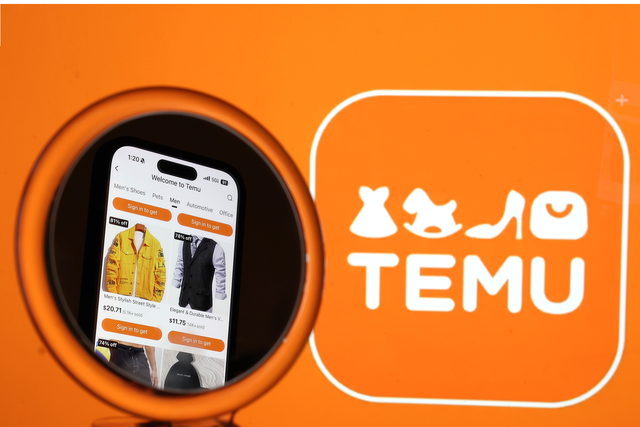 <p>The Temu app logo displayed on a laptop</p>