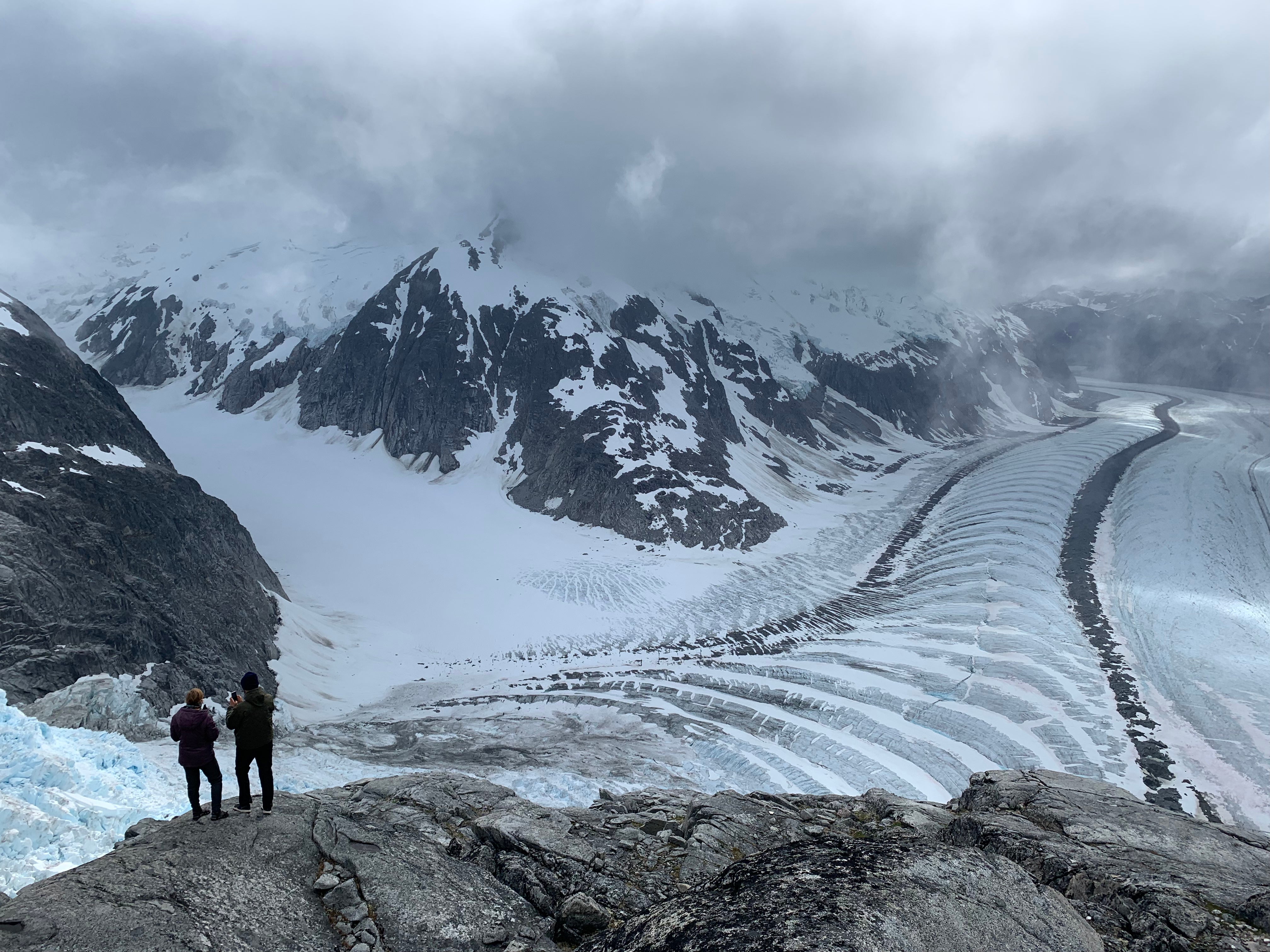 The Vaughan Lewis Icefall descending to Gilkey Glacier, Juneau Icefield (Bethan Davies/PA)