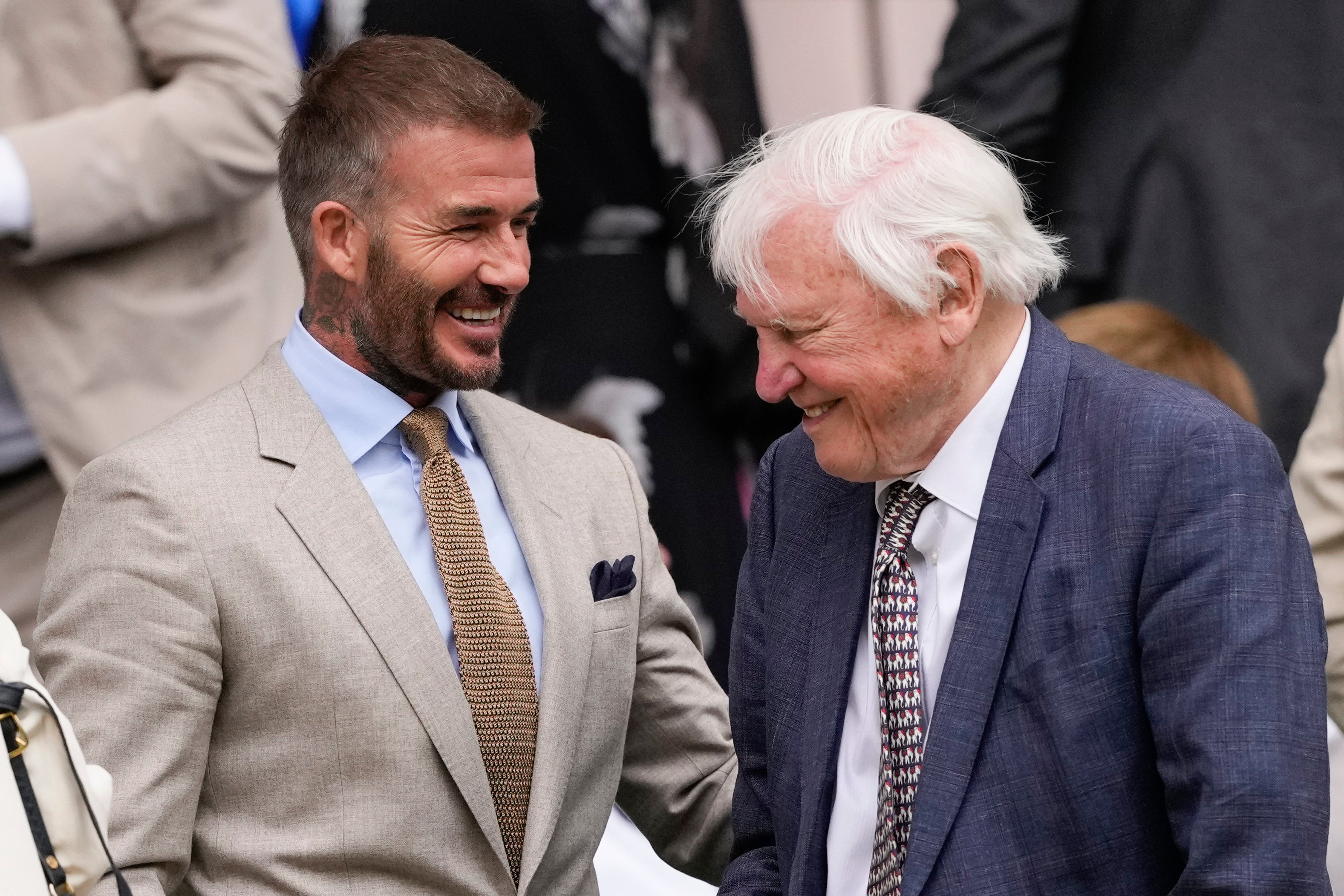 David Attenborough and David Beckham at Wimbledon 2024