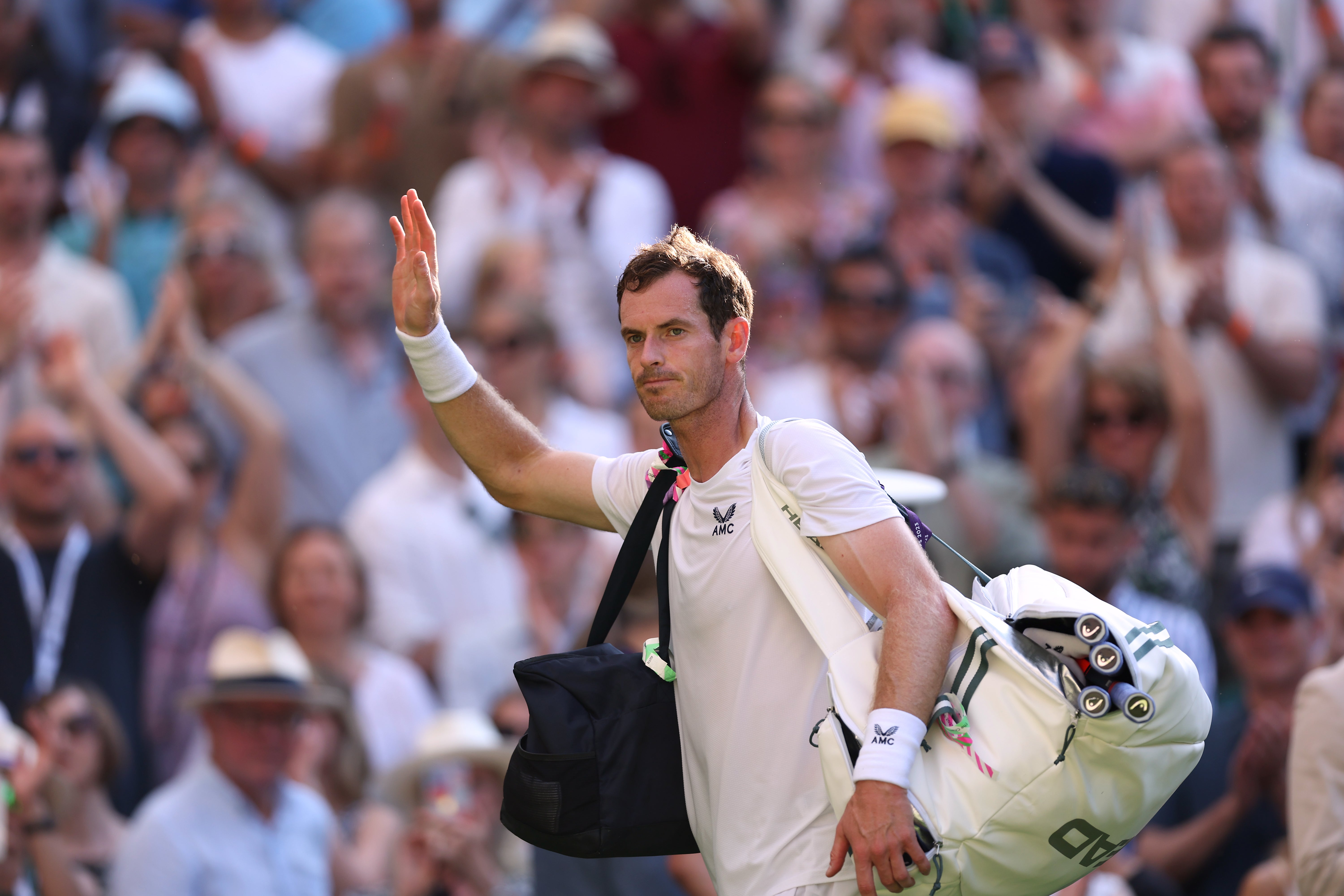 Andy Murray waves goodbye after his loss to Stefanos Tsitsipas last year (Steven Paston/PA)