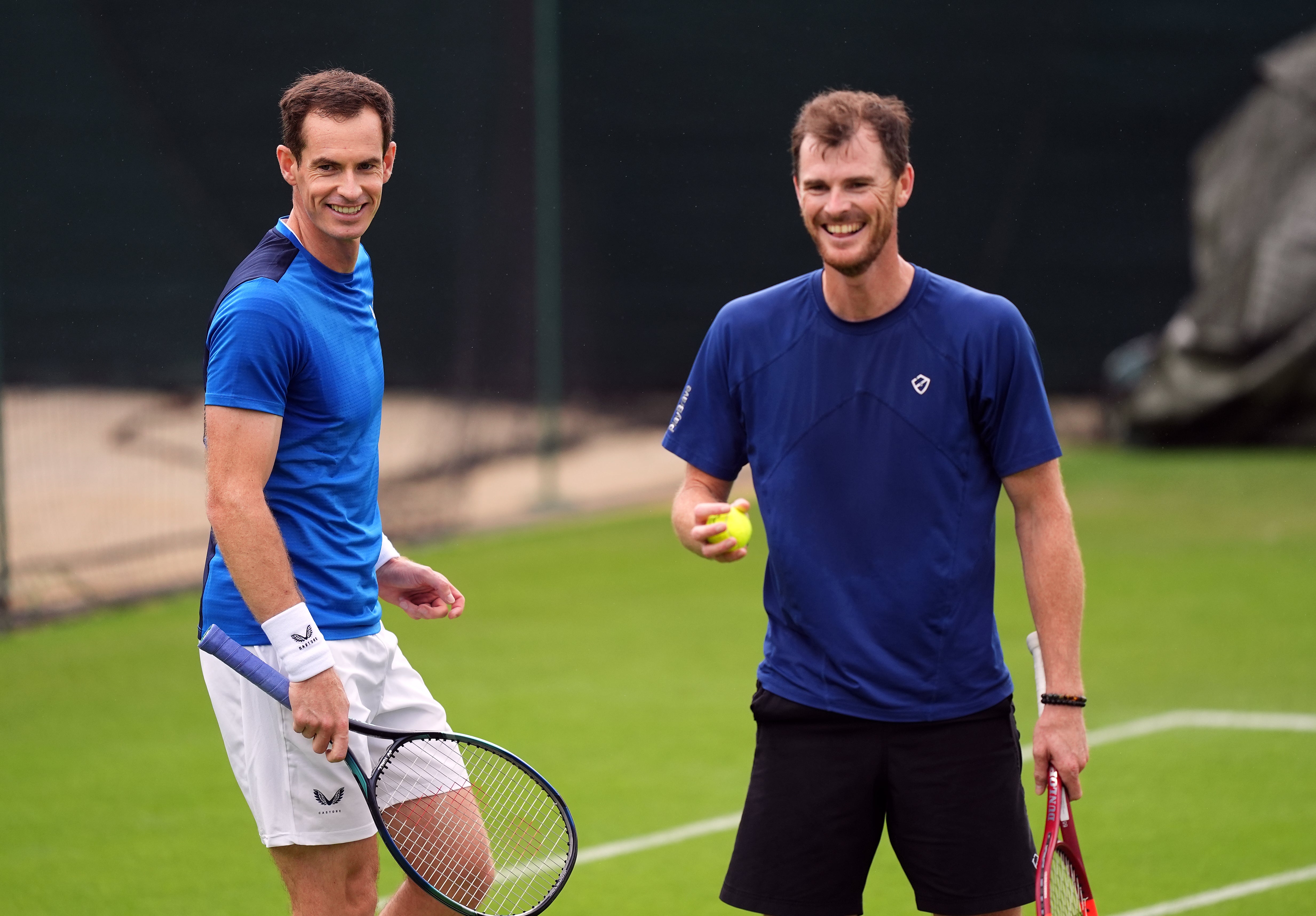 Andy, right, and Jamie Murray practised together on Tuesday (Jordan Pettitt/PA)