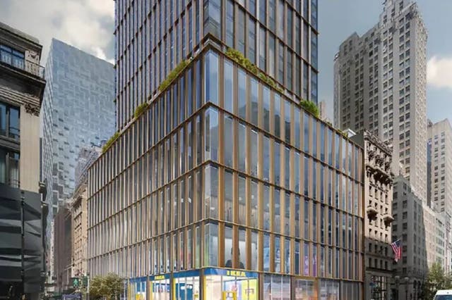 <p>A rendering of an Ikea store at 570 Fifth Avenue, a Manhattan tower that is expected to finish construction in 2028. Ingka Investments, which owns the majority of Ikea stores worldwide, purchased 80,000 square feet in the tower for an ‘Ikea customer meeting point'</p>
