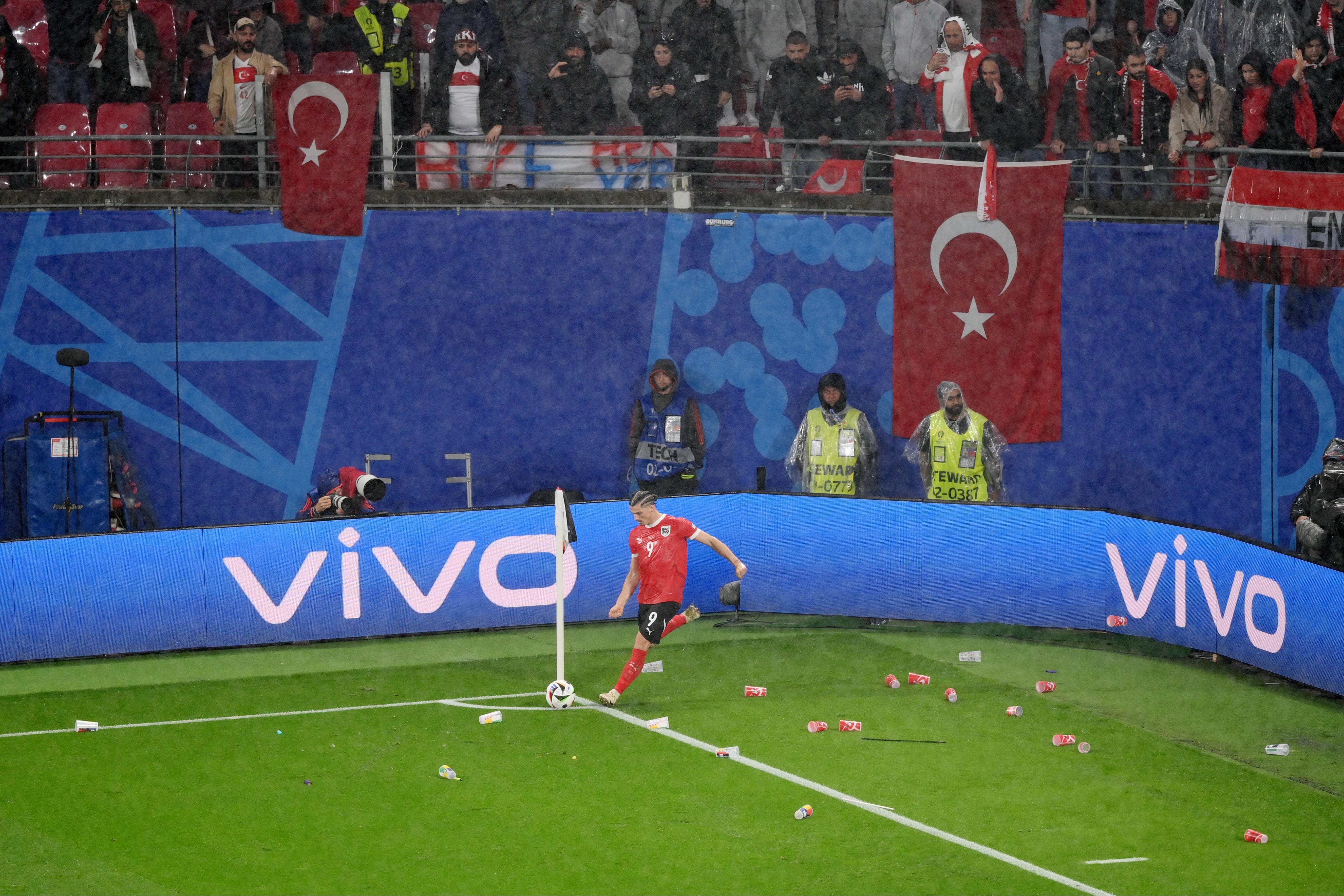 marcel sabitzer, austria football, turkey football, euro 2024, austria midfielder marcel sabitzer hit by missile from crowd in euro 2024 clash with turkey